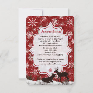 Rustic Red Burlap, Snowflakes, Deer Enclosure Card