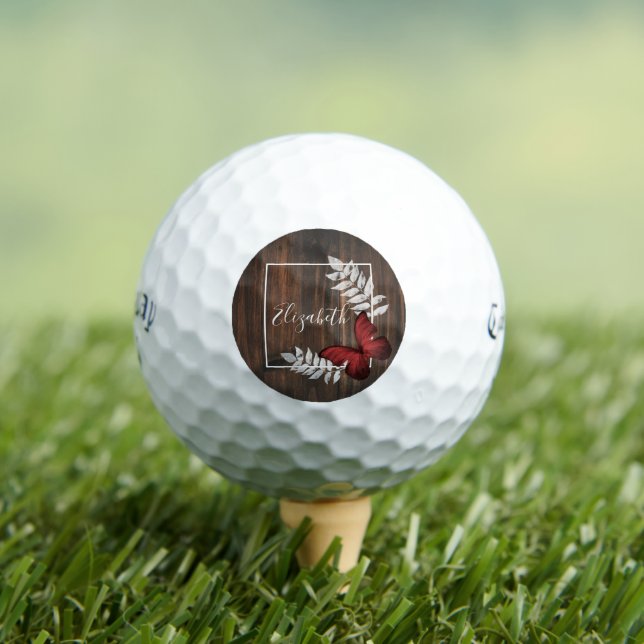 Rustic Red Butterfly Golf Balls (Insitu Tee)