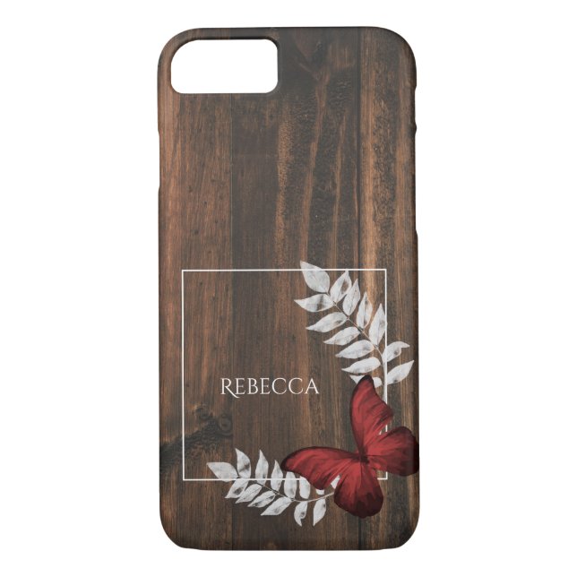 Rustic Red Butterfly Personalised Case-Mate iPhone Case (Back)