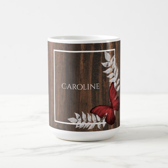 Rustic Red Butterfly Personalised Coffee Mug (Center)