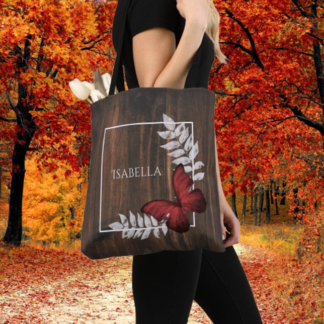 Rustic Red Butterfly Personalised Tote Bag (Rustic Red Butterfly Personalized Tote Bag)