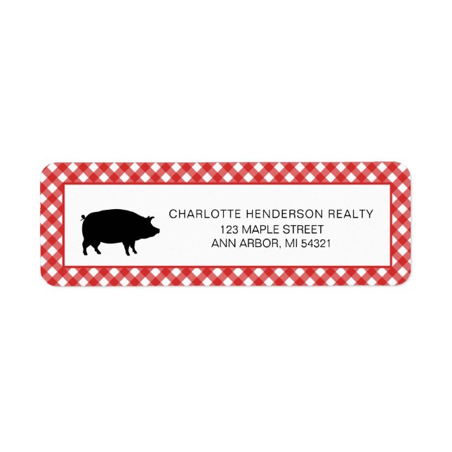 Rustic Red Chequered Farm Pig Party (Front)