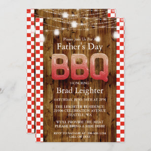Rustic Red Chequered Father's Day BBQ Invitation