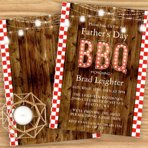 Rustic Red Chequered Father's Day BBQ Invitation