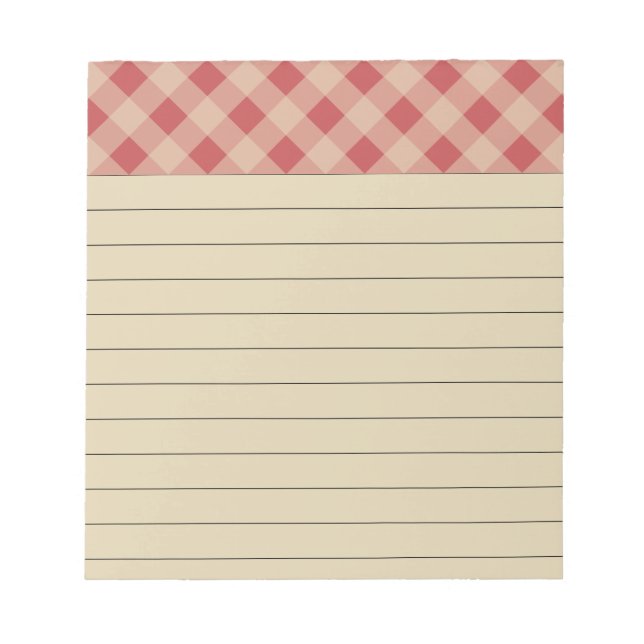 Rustic Red Chequered Notepad (Front)
