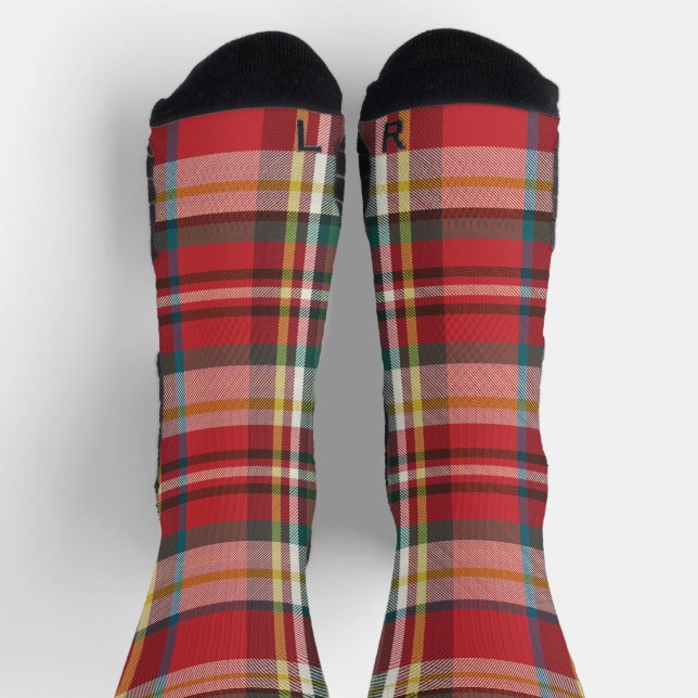 Rustic Red Chequered Plaid Elegant Socks (Top)