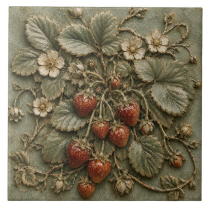 Rustic Red Cherry Orchard Faux Relief Tile