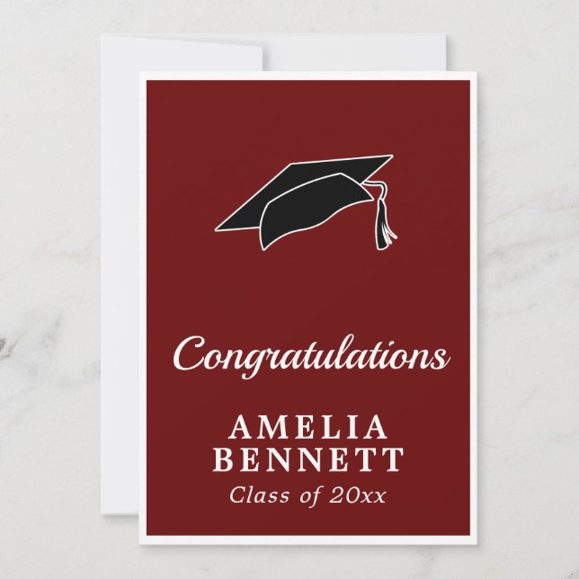 Rustic Red Congratulations Graduate Cap Graduation Card (Front)