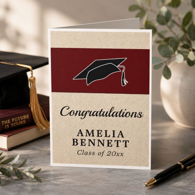 Rustic Red Congratulations Graduate Cap Graduation Card (Creator Uploaded)