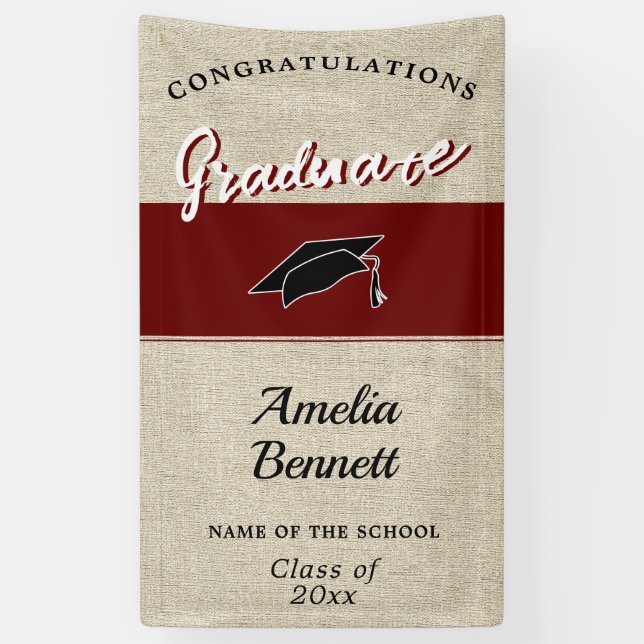 Rustic Red Congratulations Graduation Party P Banner (Vertical)