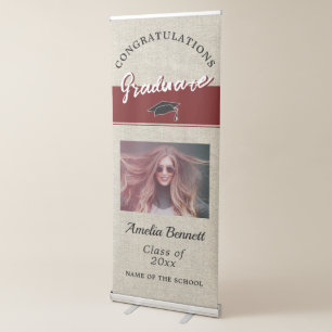 Rustic Red Congratulations Graduation Party Photo Retractable Banner