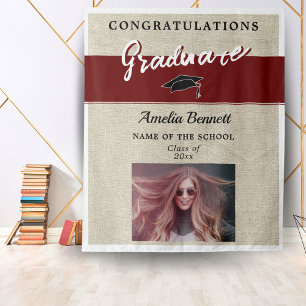 Rustic Red Congratulations Graduation Party Photo Tapestry