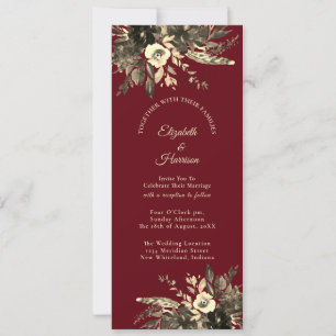 Rustic Red Dried Floral Autumn Wedding Invitation