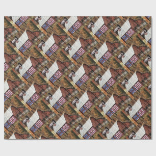 Rustic Red faded Barn With Latch In God We Trust Wrapping Paper
