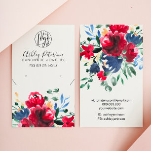 Rustic red floral logo jewellery earring necklace business card
