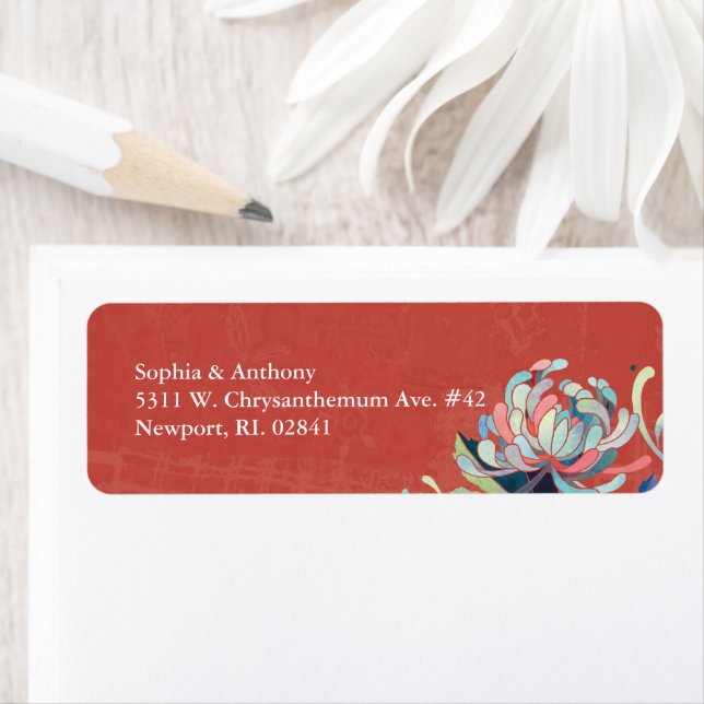 Rustic Red Floral Wedding Return Address (Insitu)