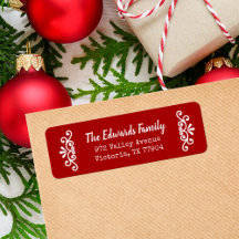 Rustic Red Flourish Return Address Labels