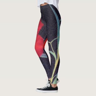 Rustic Red Flower Breeze Leggings