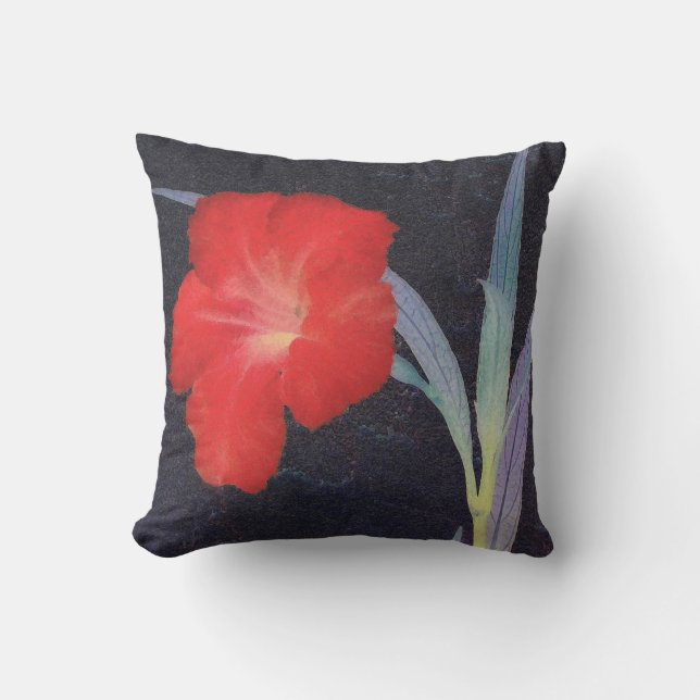 Rustic Red Flower Profile Cushion (Front)