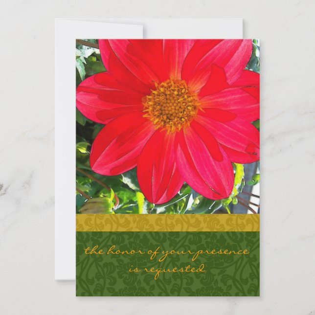 Rustic Red Flower Wedding Invitation (Front)