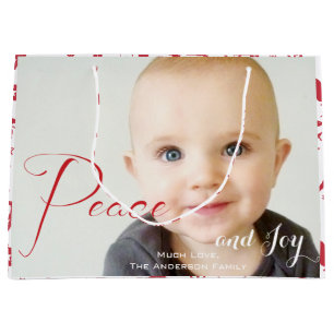 Rustic Red Fox Pattern Christmas Family Photos Large Gift Bag