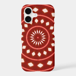 Rustic Red Geometric Sunburst Abstract Art