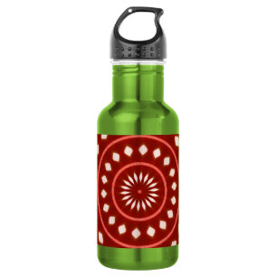 Rustic Red Geometric Sunburst Abstract Art 532 Ml Water Bottle