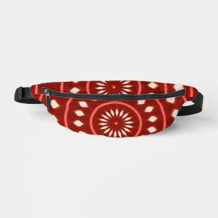 Rustic Red Geometric Sunburst Abstract Art Bum Bags