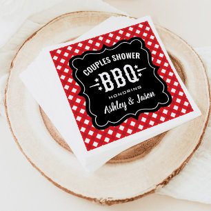 Rustic Red Gingham BBQ Wedding Couples Shower Napkin