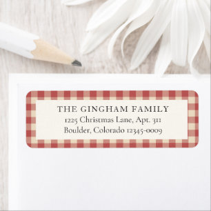 Rustic Red Gingham Christmas Return Address