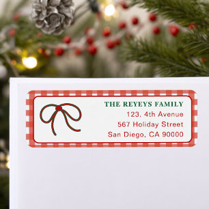 Rustic Red Gingham Christmas Return Address