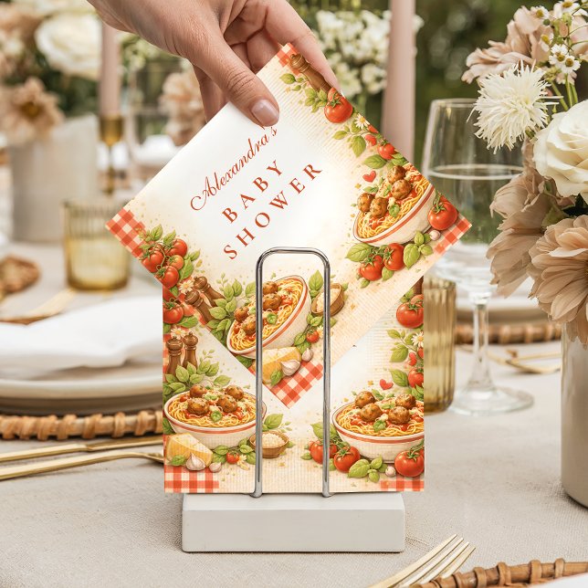 Rustic Red Gingham Little Meatball Baby Shower Napkin (Creator Uploaded)