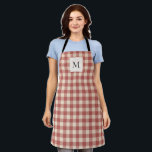 Rustic Red Gingham Modern Christmas Apron<br><div class="desc">Rustic Christmas apron featuring your monogram over a vintage style gingham pattern.</div>