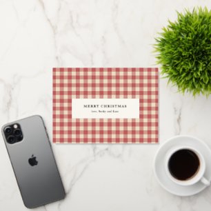 Rustic Red Gingham Modern Christmas Foil Holiday Card