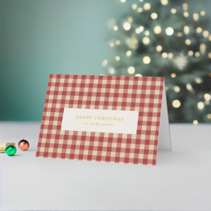 Rustic Red Gingham Modern Christmas Foil Holiday Card