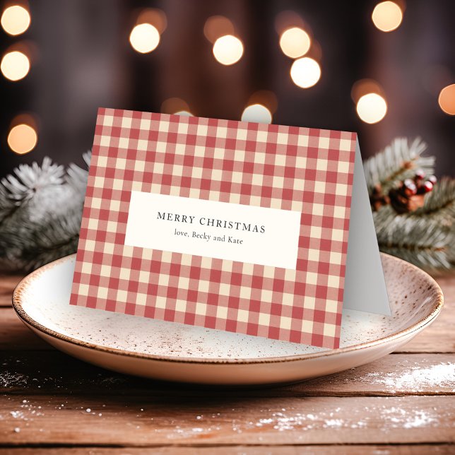Rustic Red Gingham Modern Christmas Holiday Card (Creator Uploaded)