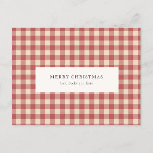 Rustic Red Gingham Modern Christmas Holiday Postcard