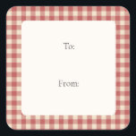 Rustic Red Gingham Modern Christmas Square Sticker<br><div class="desc">Rustic Christmas gift tag stickers featuring a vintage style gingham pattern background.</div>