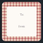 Rustic Red Gingham Modern Christmas Square Sticker<br><div class="desc">Rustic Christmas gift tag stickers featuring a vintage style gingham pattern background.</div>