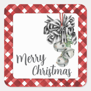 Rustic Red Gingham Noël Square Sticker