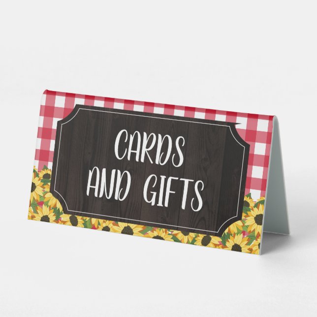 Rustic Red Gingham & Sunflowers Cards & Gifts (Front)