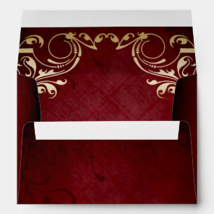 rustic red gold frame wedding envelope