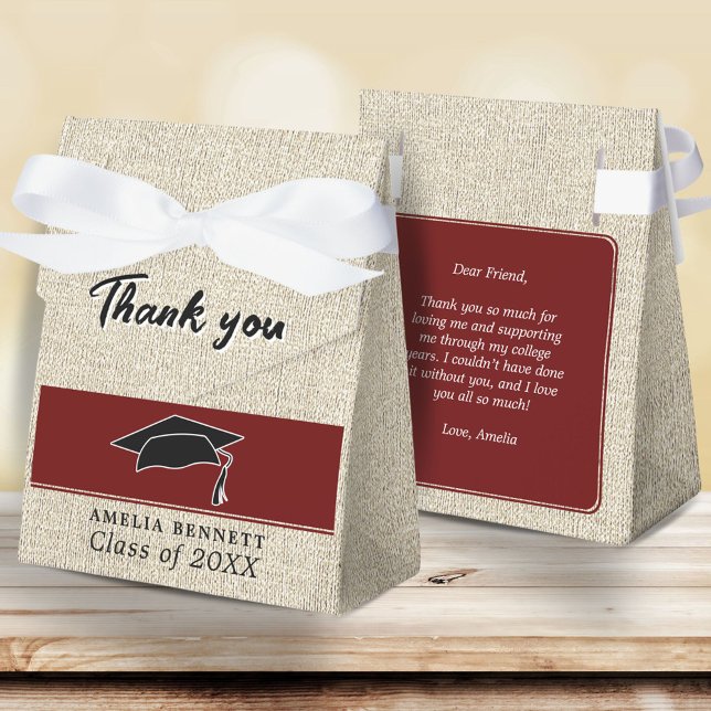 Rustic Red Graduate Cap Graduation Thank you Favour Box (Creator Uploaded)