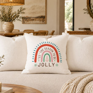 Rustic Red Green Boho Christmas Minimalist Throw P Cushion