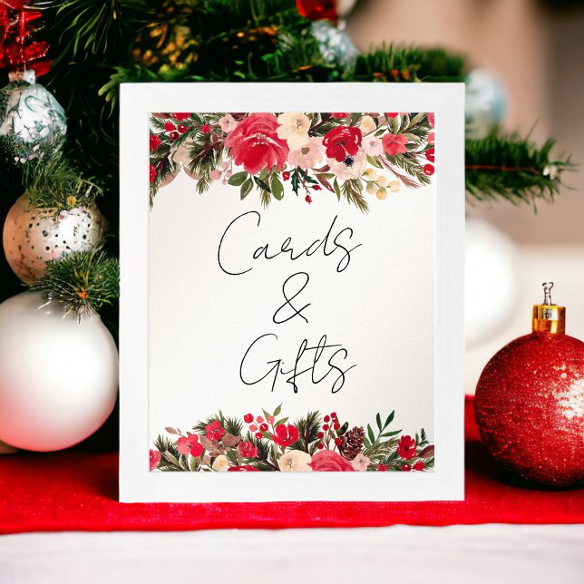 Rustic Red green Floral Winter Chic Wedding sign (Rustic Red green Floral Winter Chic Wedding sign)