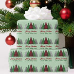 Rustic Red Green Plaid Christmas Trees Customised Wrapping Paper<br><div class="desc">This personalised rustic holiday wrapping paper features trendy red plaid and green Christmas trees above your message Merry Christmas and Happy New Year. A cute custom and traditional look that is currently in style again, this festive gift wrap is perfect for a family who likes a classic and nostalgic design....</div>