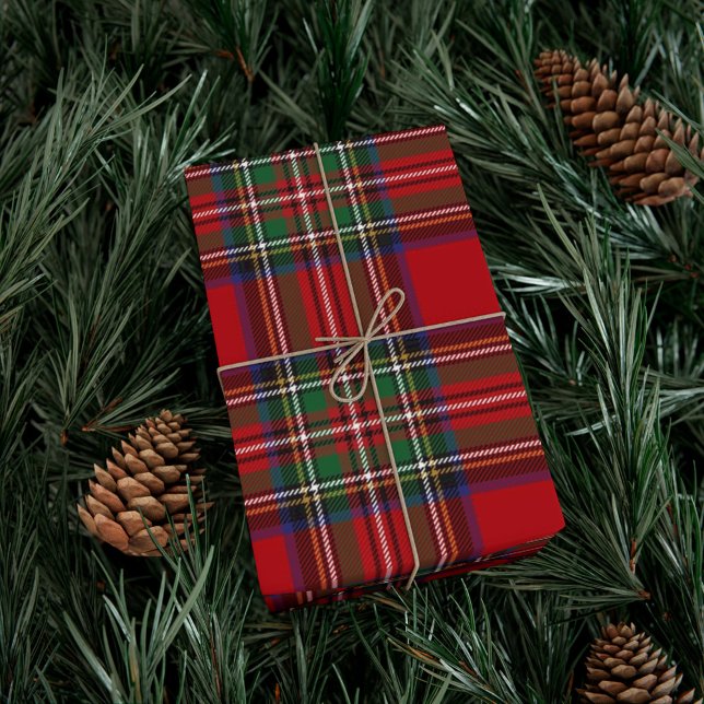 Rustic Red Green Plaid Classic Stewart Tartan Wrapping Paper (Plaid Classic Tartan Wrapping Paper)
