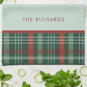 Rustic Red & Green Stylish Buffalo Plaid Christmas Tea Towel