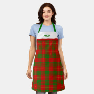 Rustic Red Green Tartan Plaid With Name Apron