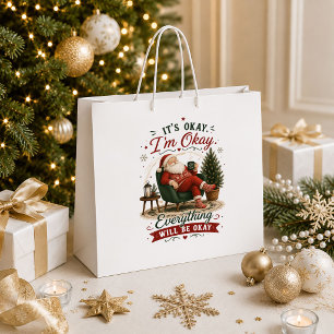 Rustic Red Green Vintage Christmas Holiday Gift Ba Large Gift Bag